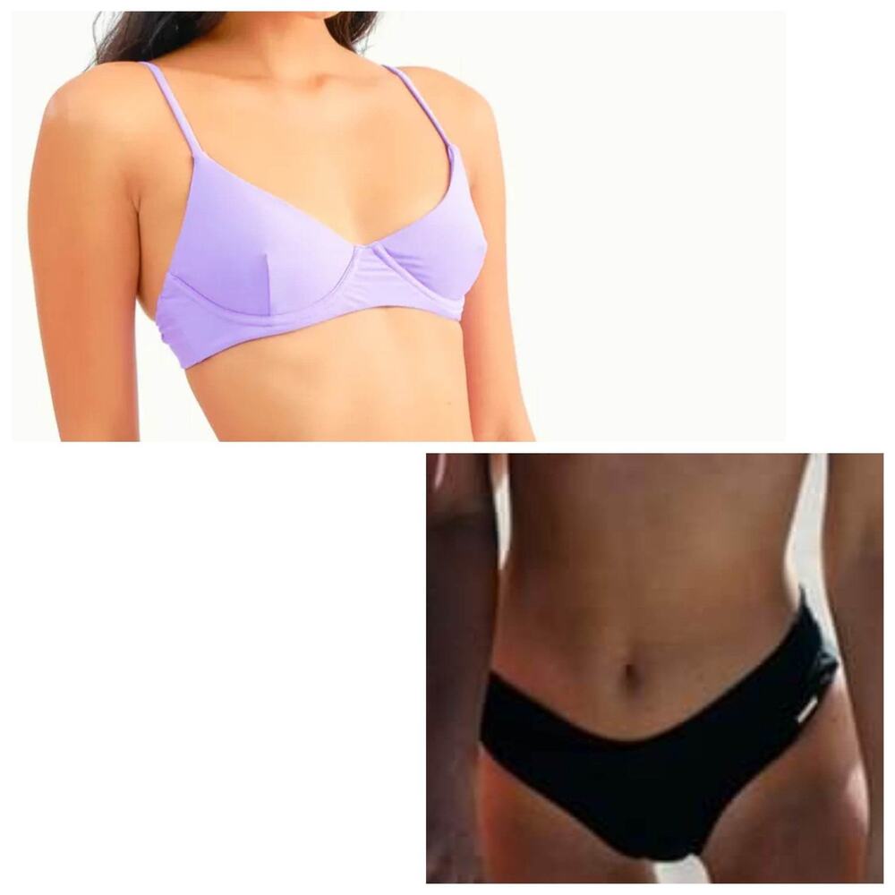 Blackbough Willow Lilac Top + Coco Black Bikini Bottom Size M/L